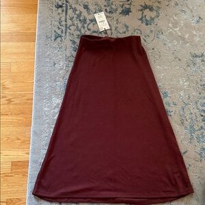 Zara Soft Midi Skirt- Burgundy